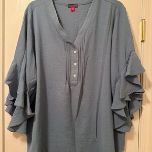 Vince Camuto Blue Ruffle Sleeve Blouse